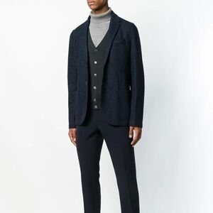 ZANONE dark grey wool button-up vest, size 50/medium